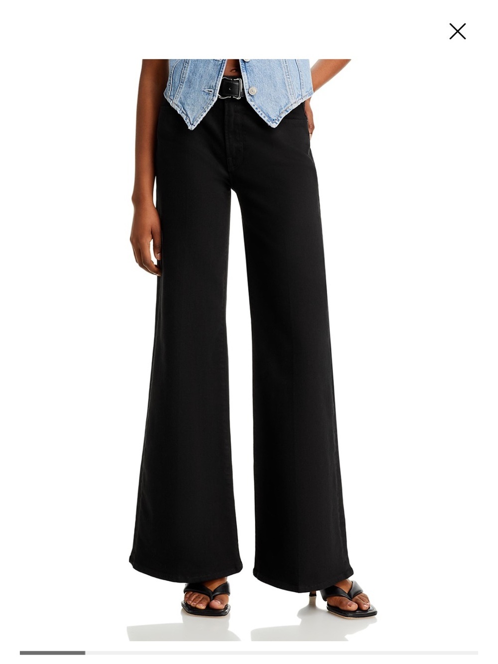 Mother Jeans The Twister Sneak High Rise Wide Leg in Pitch Black Size 30